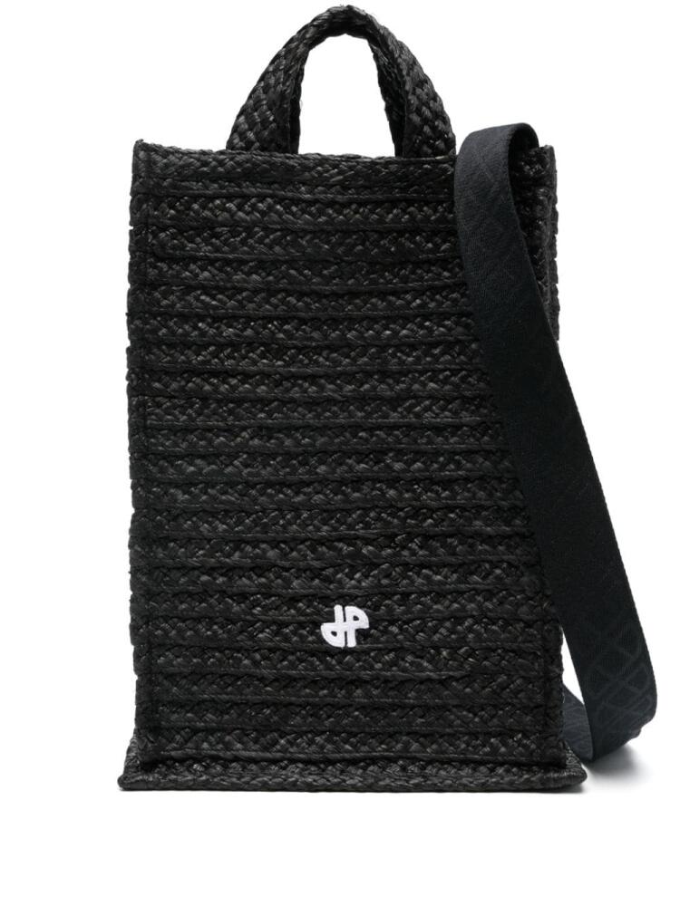 Patou Vertical JP raffia tote bag - Black Cover