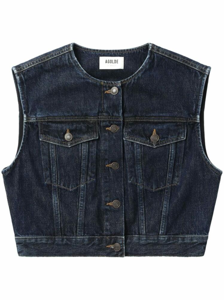 AGOLDE denim cropped gilet - Blue Cover