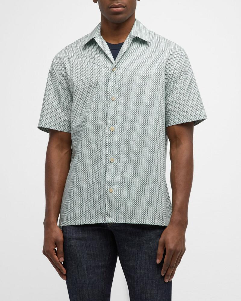 Brioni Men's Cotton Geometric-Print Camp Shirt Cover