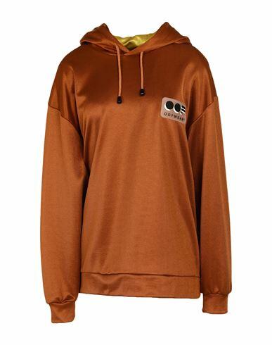 Oof Woman Sweatshirt Brown Polyester, Cotton Cover