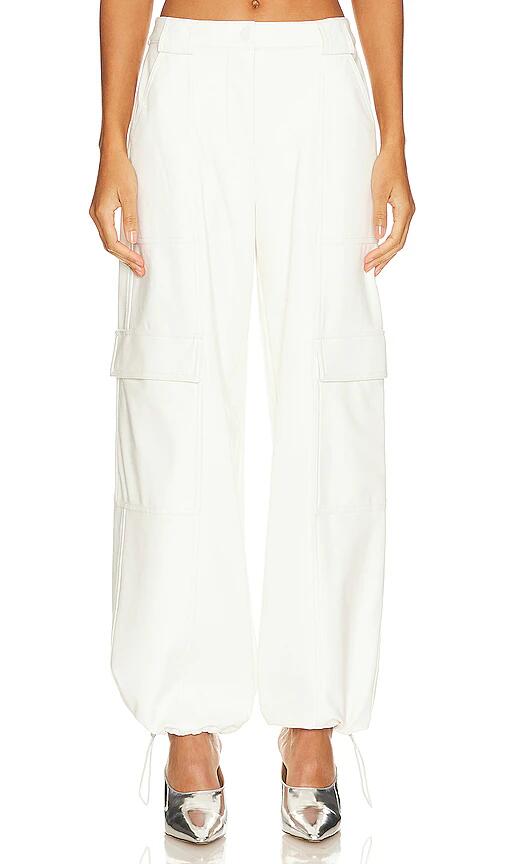 SIMKHAI Luxe Faux Leather Cargo Pant in Ivory Cover