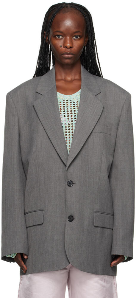 Acne Studios Gray Single-Breasted Blazer Cover