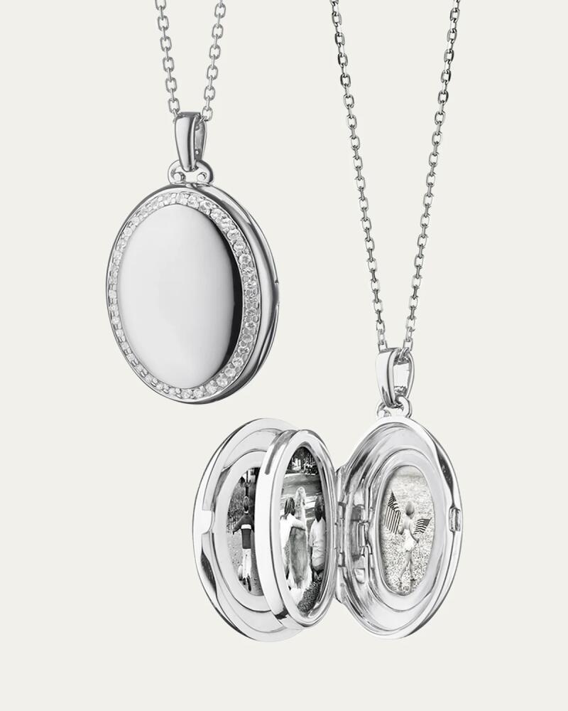 Monica Rich Kosann Sterling Silver Midi 4-Image Locket Necklace with White Sapphires, 32" Cover