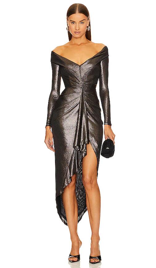 Michael Costello x REVOLVE Cosmo Midi Dress in Metallic Bronze Cover