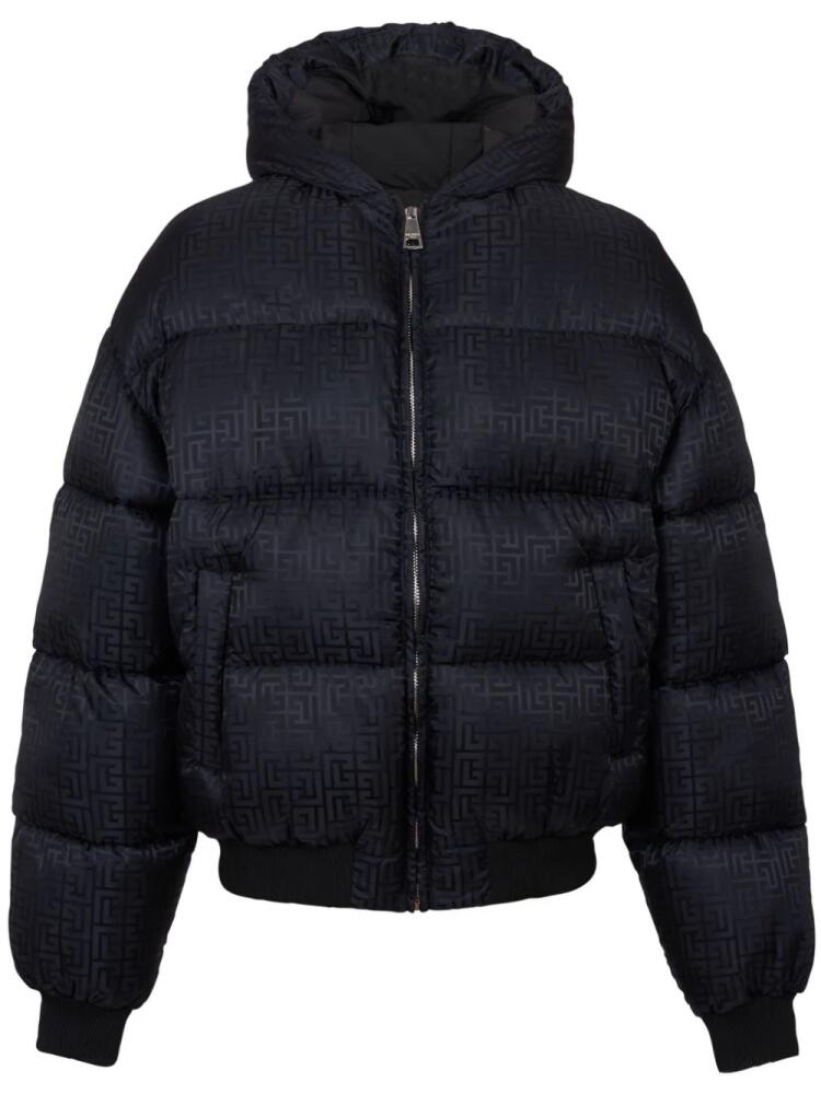 Balmain PB-monogram pattern puffer jacket - Black Cover