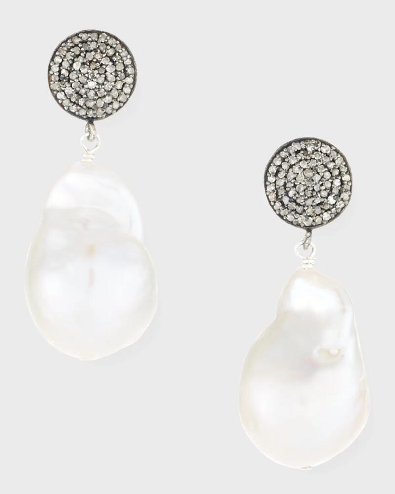 Margo Morrison Stone Earrings with Pave Diamonds and Crystal Cover