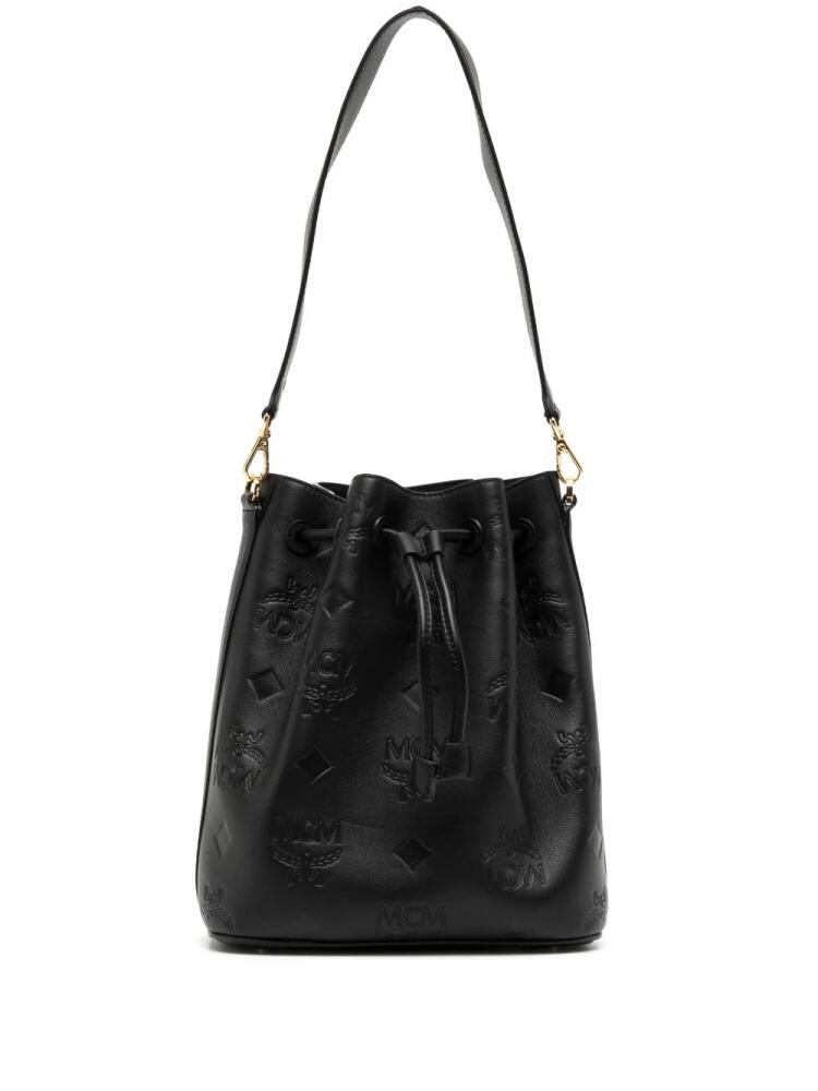 MCM medium Dessau monogram bucket bag - Black Cover