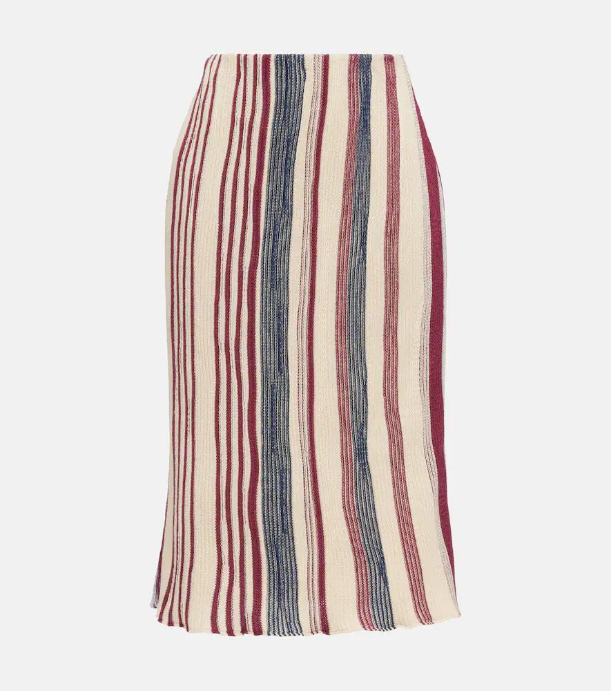 Bottega Veneta Striped linen and cotton midi skirt Cover