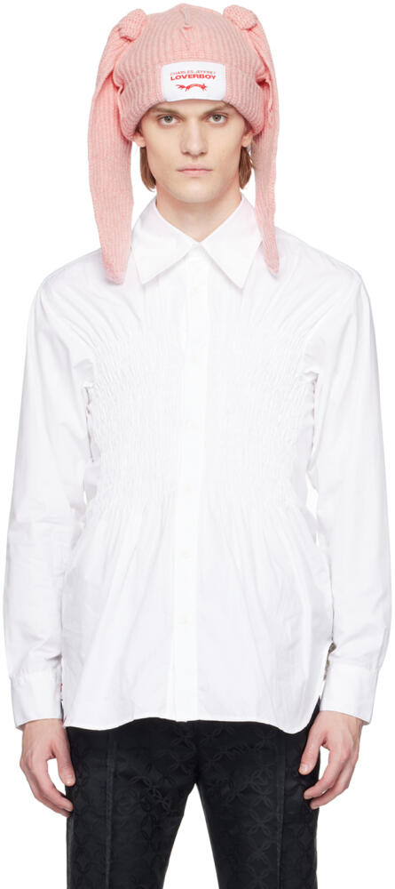 Charles Jeffrey LOVERBOY White Shirred Shirt Cover