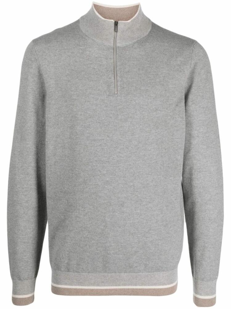 Peserico contrast-trim half-zip jumper - Grey Cover