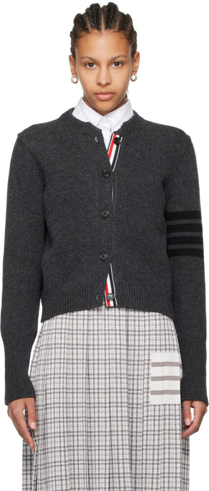 Thom Browne Gray 4-Bar Raven Icon Cardigan Cover