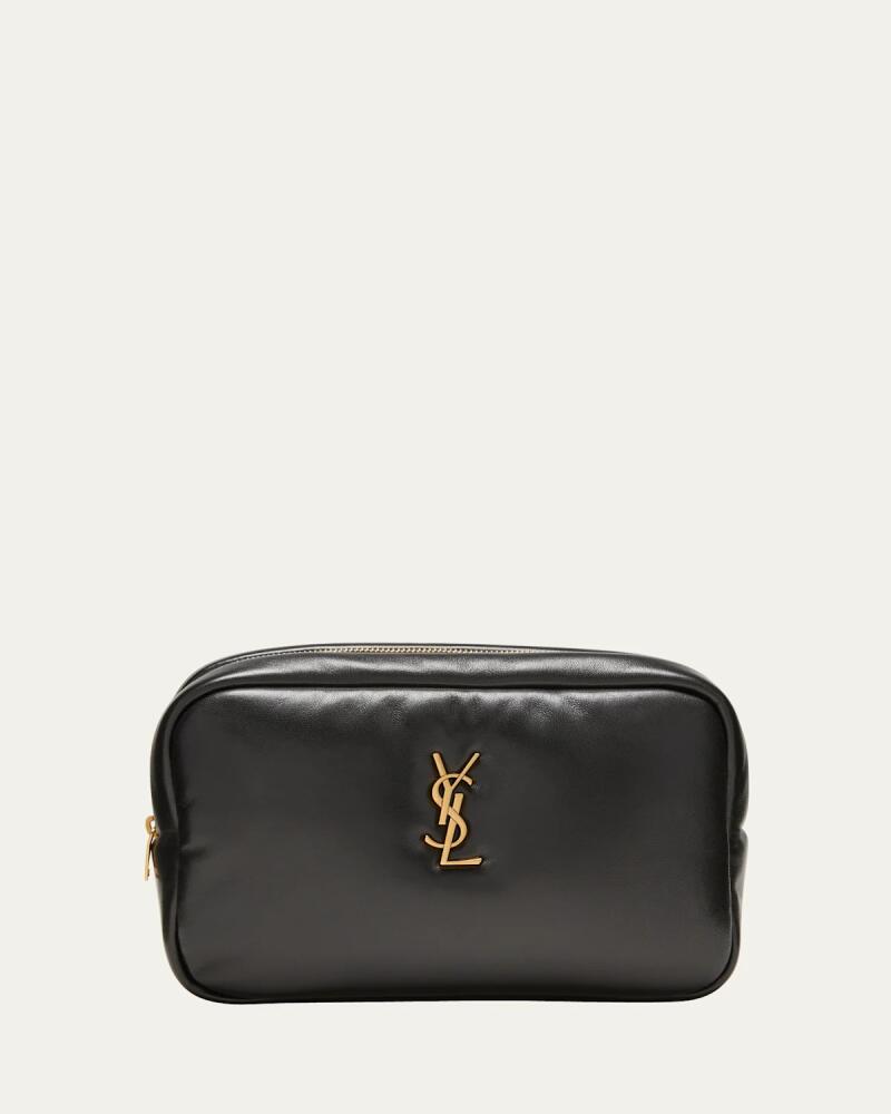 Saint Laurent Cassandre Medium YSL Cosmetic Pouch in Smooth Padded Leather Cover