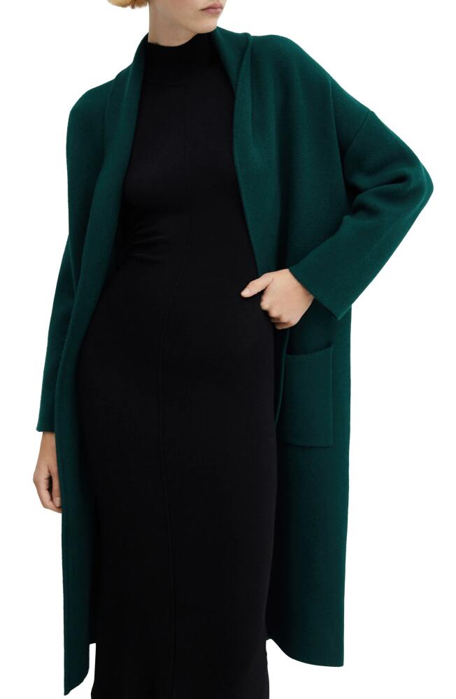 MANGO Open Front Sweater Coat in Green Cover