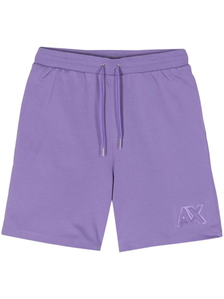 Armani Exchange logo-embossed track shorts - Purple Cover