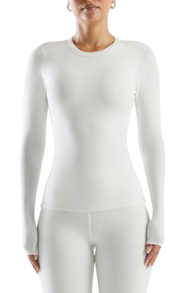 Naked Wardrobe Crewneck Long Sleeve Top in White Cover