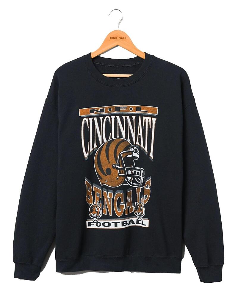 Junk Food Clothing Men's Bengals Helmet Flea Market Crew Sweatshirt Cover