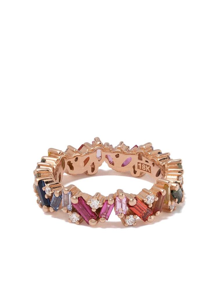 Suzanne Kalan 18kt rose gold diamond sapphire Rainbow Eternity band ring - Multicolour Cover