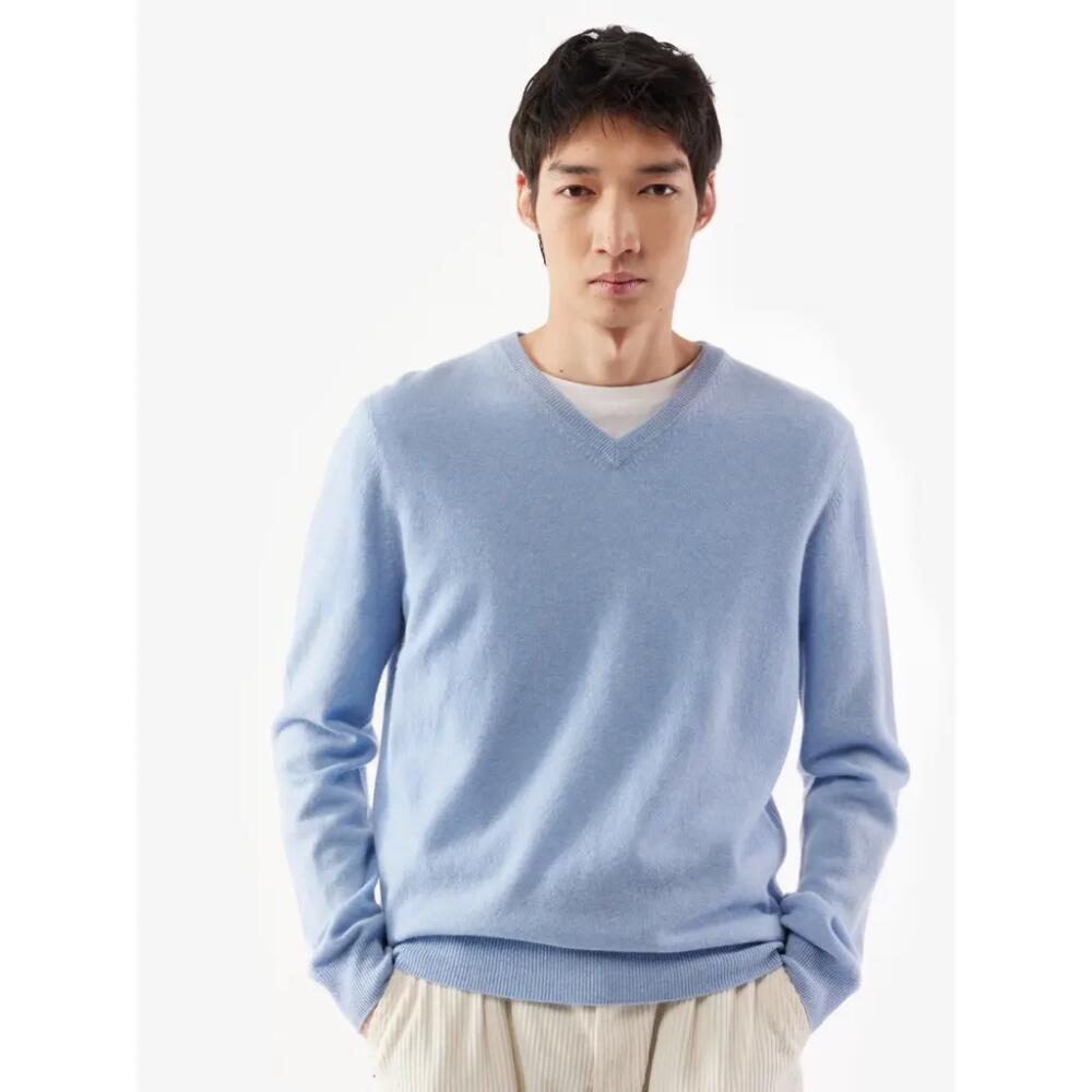 Gobi Cashmere V-Neck Sweater in Light Blue Cover