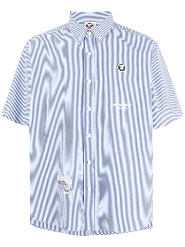 AAPE BY *A BATHING APE® logo-appliqué striped shirt - Blue Cover