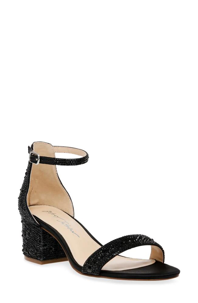 Betsey Johnson Mari Crystal Ankle Strap Sandal in Black/Black Cover