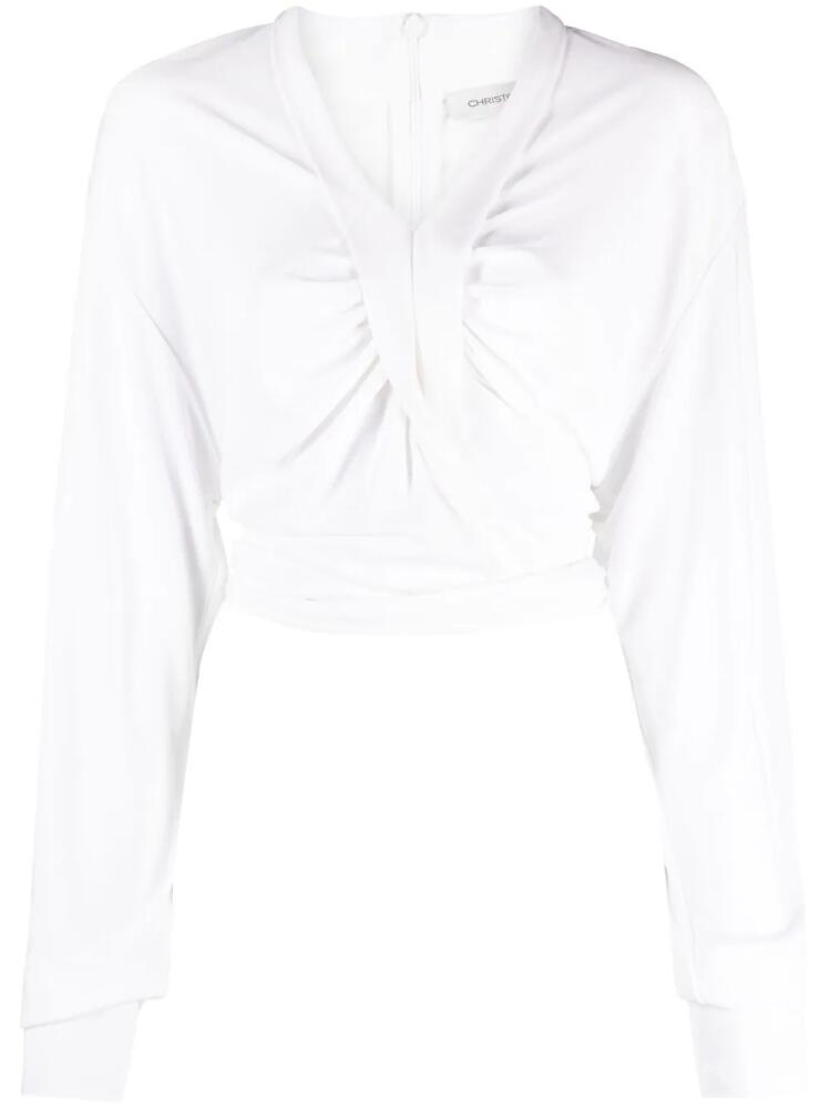 Christopher Esber Carved crossover-detailing cropped blouse - White Cover