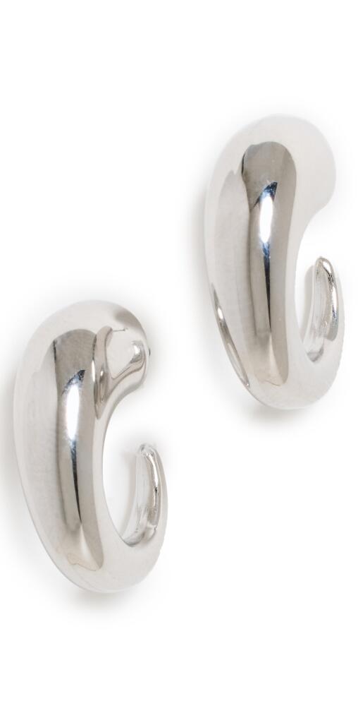 By Adina Eden Solid Bubble Elongated Hoop Earrings Silver Cover