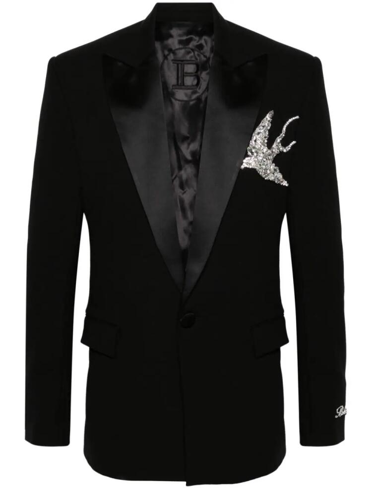 Balmain crystal-appliqué single-breasted blazer - Black Cover