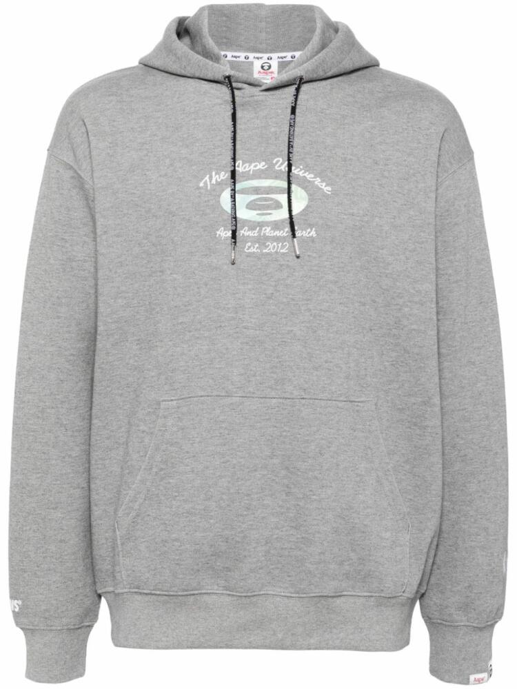 AAPE BY *A BATHING APE® logo-print drawstring-fastening hoodie - Grey Cover