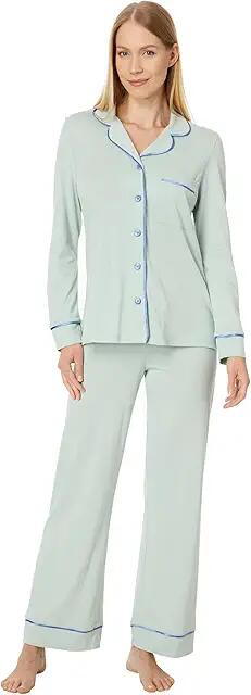 Cosabella Amore Petite Long Sleeve Top Pant Pajama Set (Verde Umbria/Portofino Blue) Women's Pajama Sets Cover