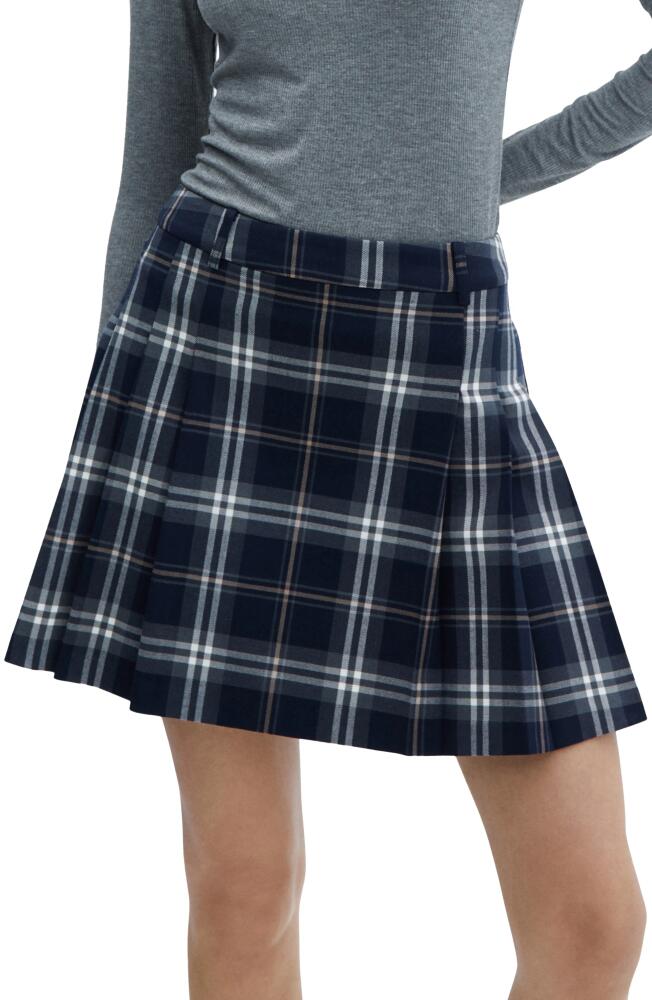 MANGO Plaid Pleated Miniskirt in Navy Cover