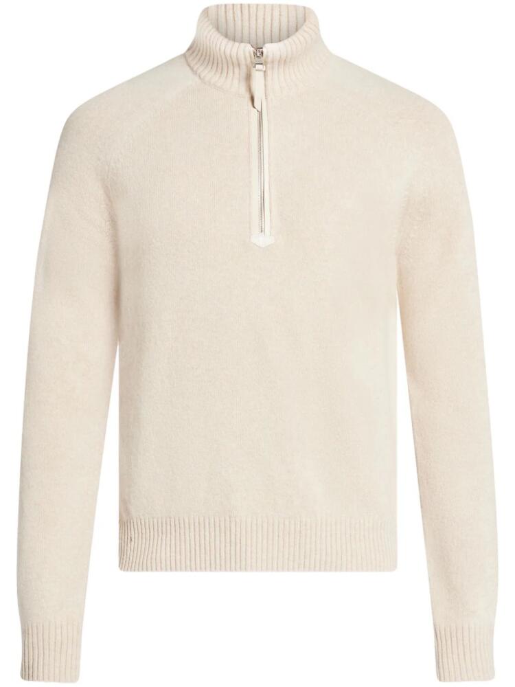 TOM FORD half-zip knitted jumper - Neutrals Cover