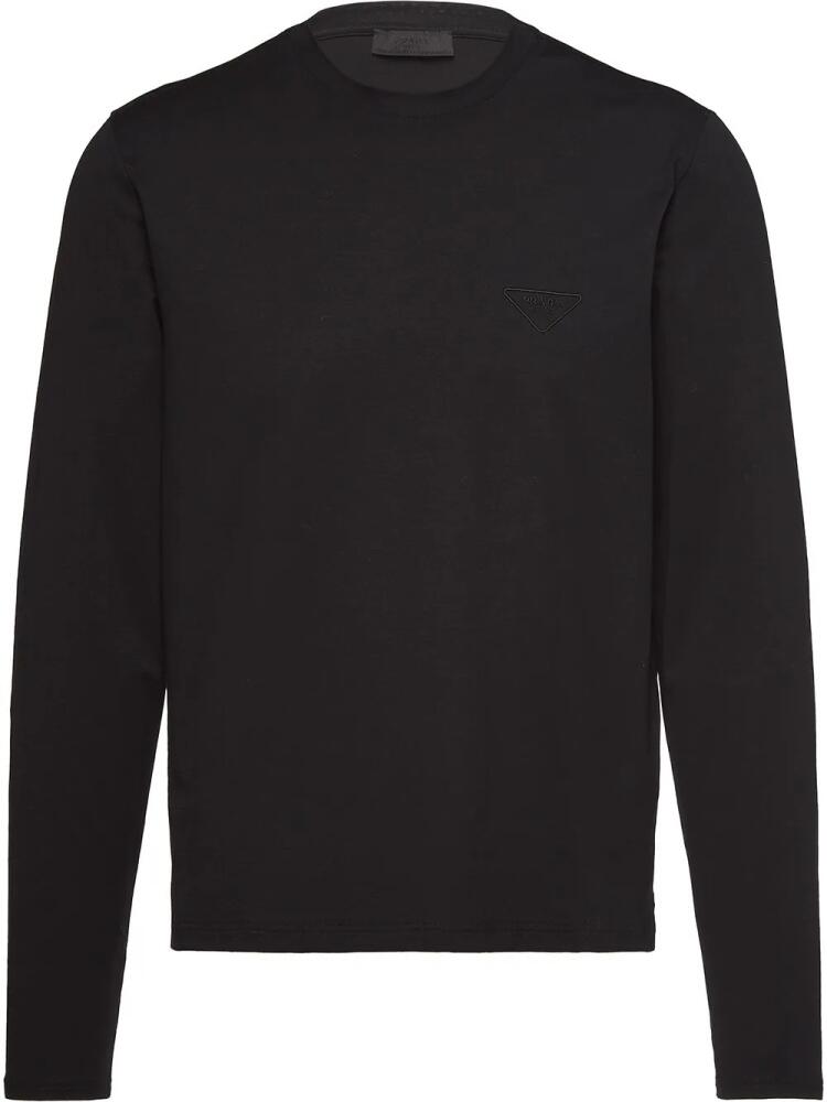 Prada embroidered logo long-sleeve T-shirt - Black Cover