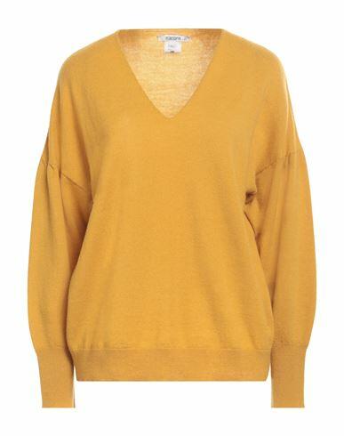 Kangra Woman Sweater Ocher Wool, Cashmere Cover