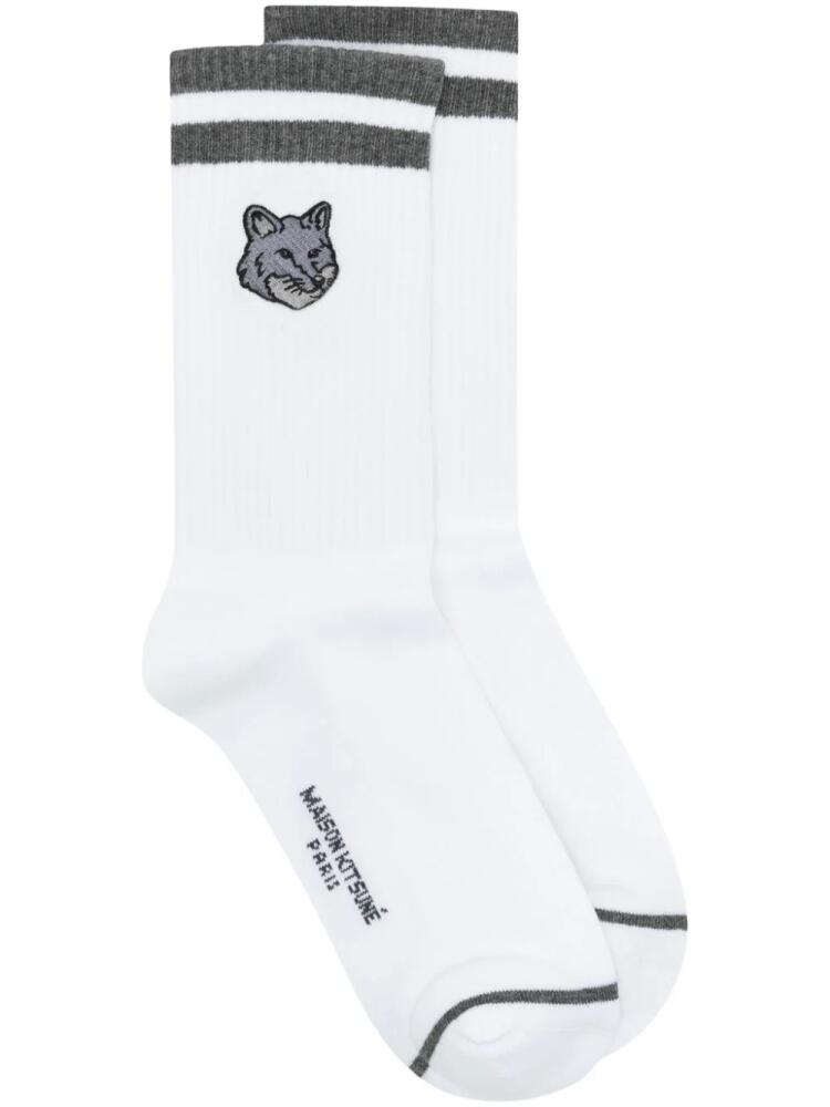 Maison Kitsuné Fox-motif cotton socks - White Cover