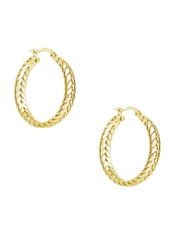 Sterling Forever Women's 14K Goldplated Herringbone Hoop Earrings Cover