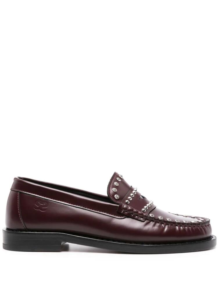 SANDRO studded leather penny loafers - Red Cover