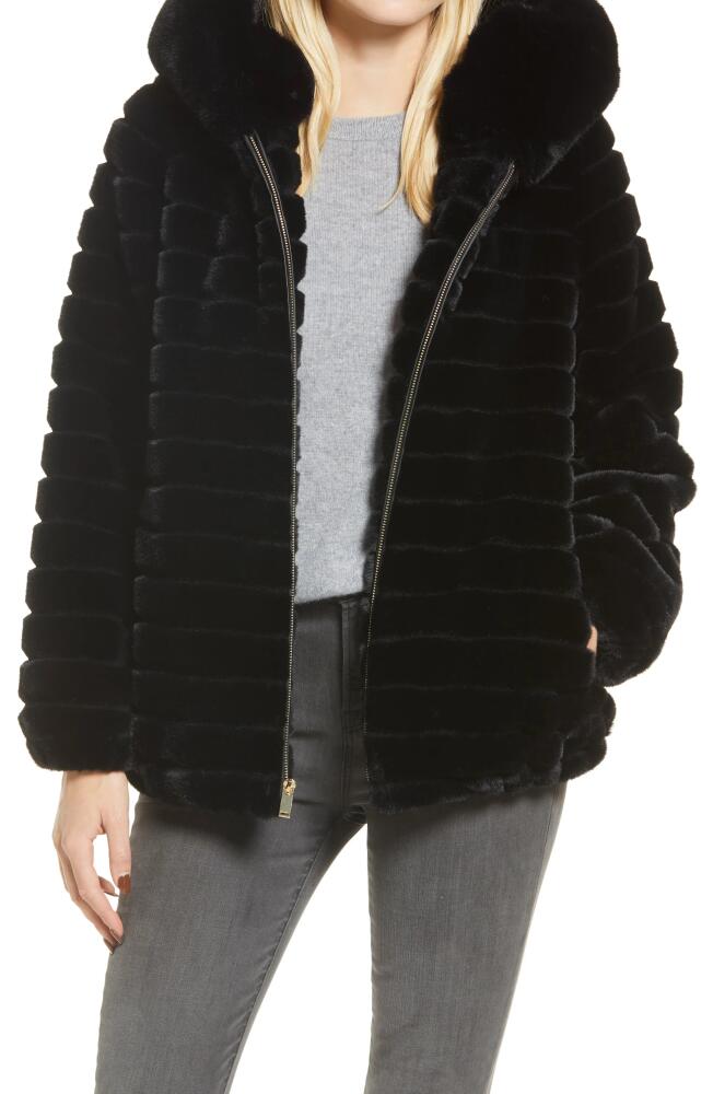 Gallery Hooded Faux Fur Jacket in Black Cover