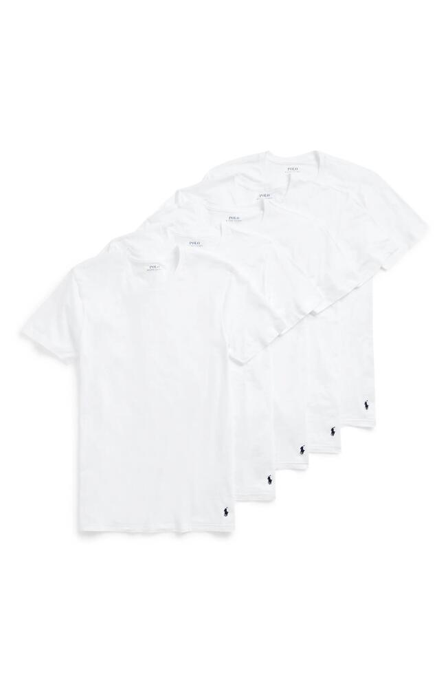 Polo Ralph Lauren 5-Pack Relaxed Fit Logo Embroidered Crewneck Undershirts in White/white Cover