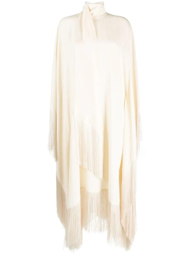 Taller Marmo long-sleeve fringed midi dress - Neutrals Cover