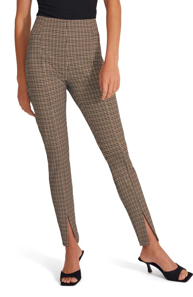 Favorite Daughter The Suits You Plaid High Waist Slit Hem Leggings in Black/Camel Plaid Cover