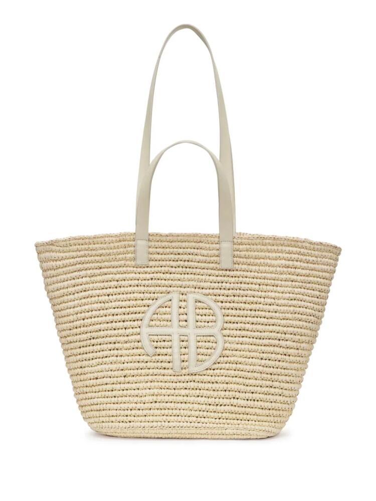 ANINE BING Palermo raffia tote bag - Neutrals Cover