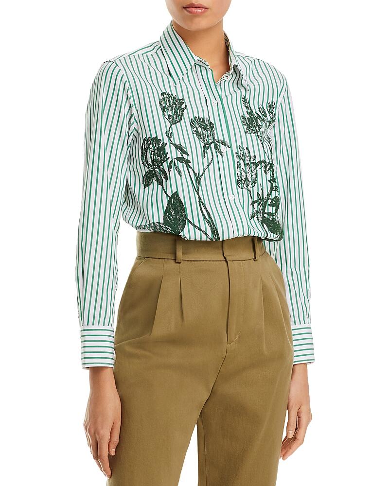 Libertine Green Botanical Print Stripe Shirt Cover