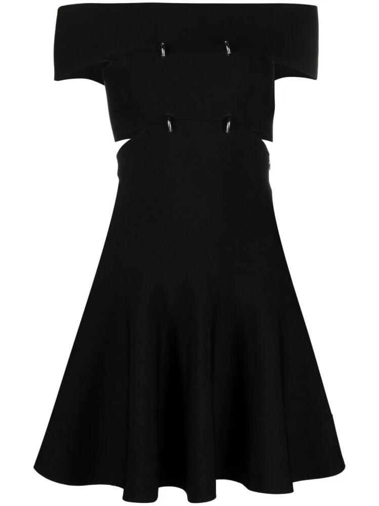 Alexander McQueen cut-out off-shoulder flared mini dress - Black Cover