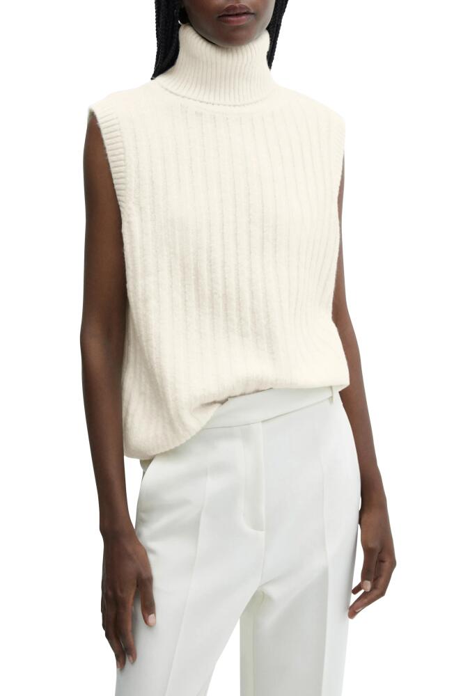 MANGO Rib Sleeveless Turtleneck Sweater in Ecru Cover