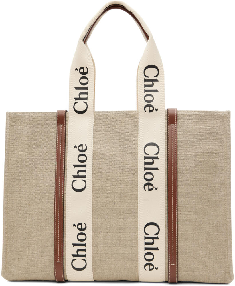 Chloé Beige & Brown Large Woody Tote Cover