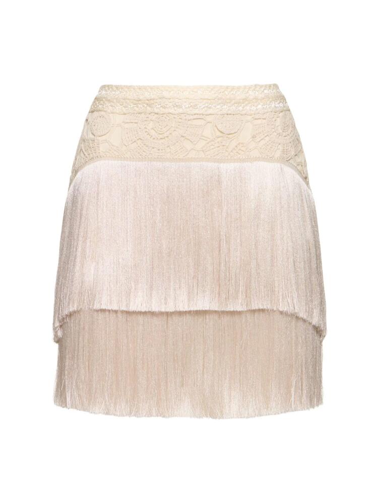 PATBO Crochet Fringed Mini Skirt Cover