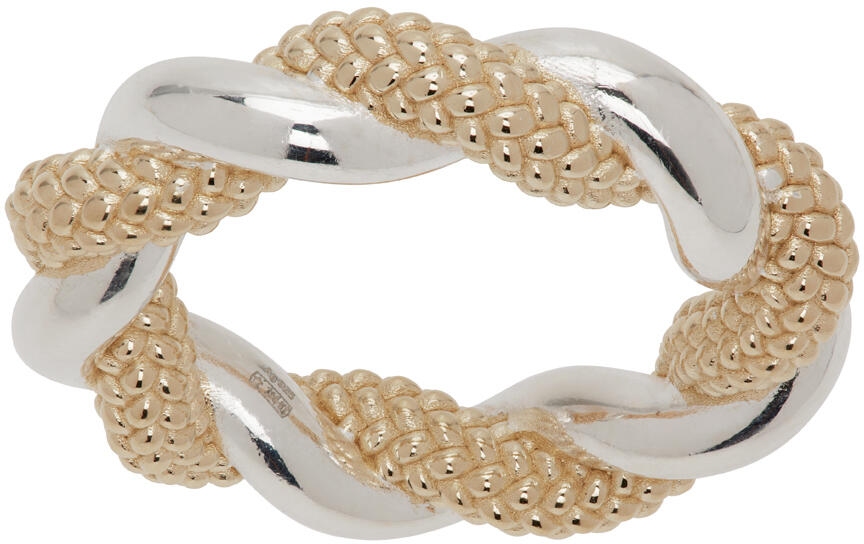 Bottega Veneta Gold & Silver Twist Ring Cover