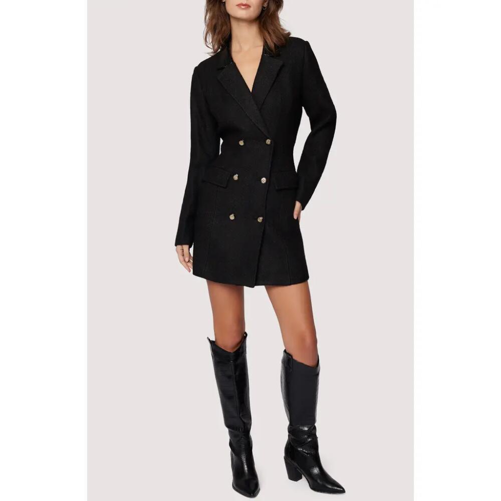 Lost + Wander Alessia Double Breasted Long Sleeve Blazer Minidress in Black Cover