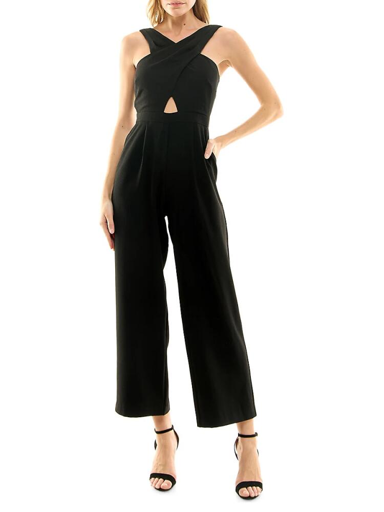 Nicole Miller Women's Crisscross Wide Leg Jumpsuit - Black Cover