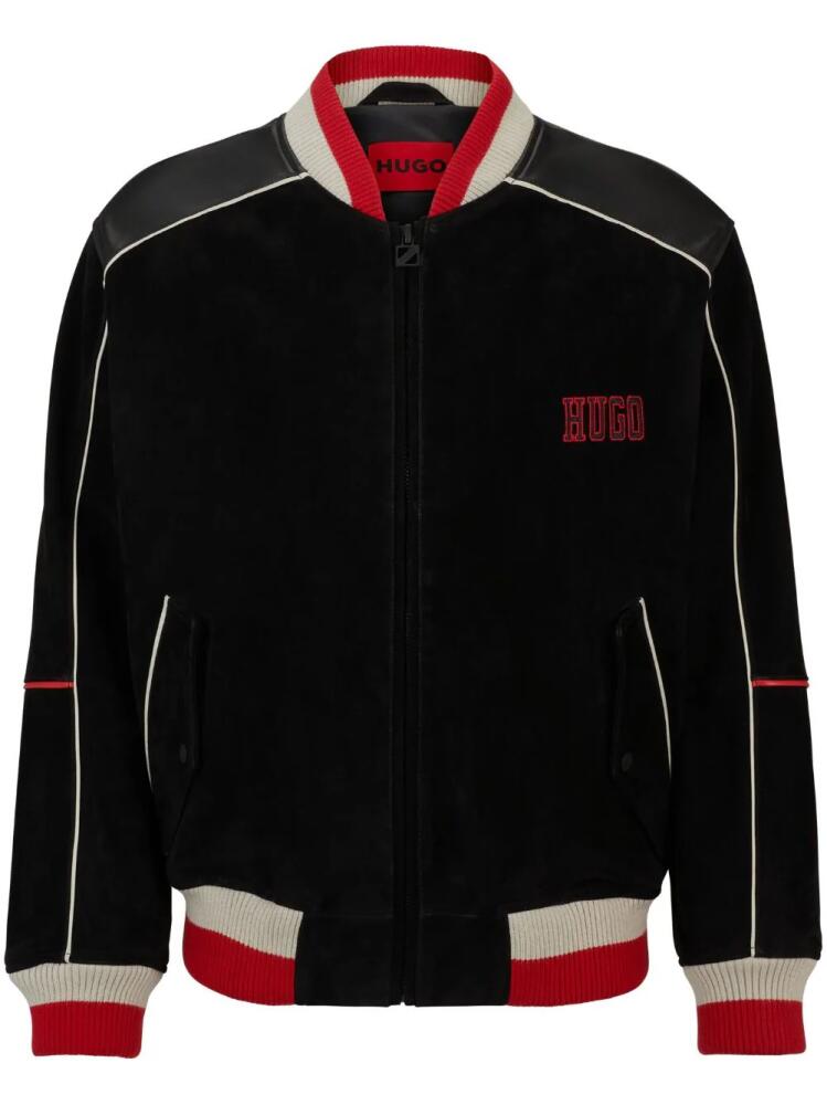 HUGO logo-embellished leather bomber jacket - Black Cover